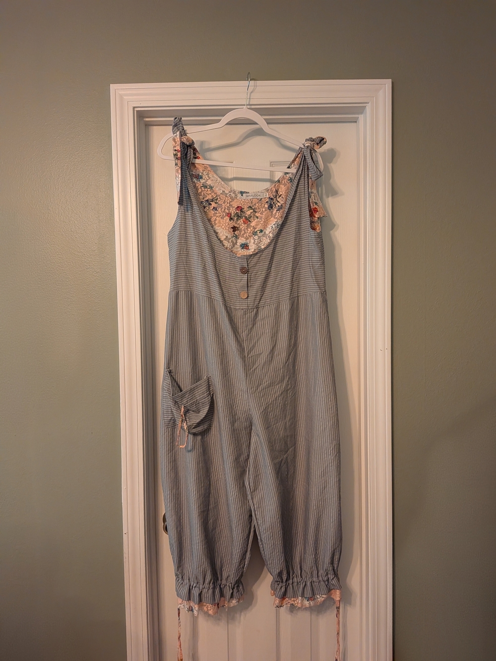 MISSLOOK Peach Floral Lace Overlay Top